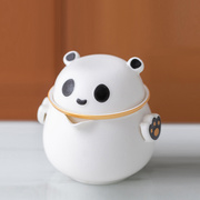熊猫小茶壶泡茶家用陶瓷茶壶，单壶一人用手抓壶快客杯旅行茶具套装