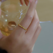 彩金素圈戒指女小众，设计时尚指环女款个性18k金钛钢(金钛钢)女士素戒食指