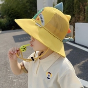 儿童防晒帽夏季男女童防紫外线太阳帽宝宝卡通，网眼大檐遮阳渔夫帽