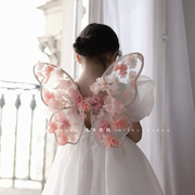 milky蝴蝶花朵装扮花仙子蕾丝翅膀立体刺绣挂饰儿童拍摄周岁道具