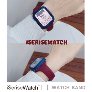 适用iwatchs8表带硅胶SE代apple watchs9表带苹果手表7细运动小蛮腰夏天透气41/45mm个性创意小众女生高级感