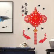 中国结钟表摇摆艺术挂钟客厅静音夜光复古石英钟创意时钟家用装饰