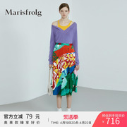 marisfrolg玛丝菲尔羊毛冬季女装，加厚紫色毛针织衫上衣