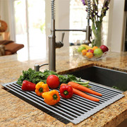 沥水架厨房多功能置物架水槽卷帘碗筷架不锈钢折叠滤水架