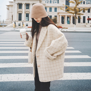 西装领格纹短款毛呢外套女冬季今年流行的韩系高级感小个子呢大衣
