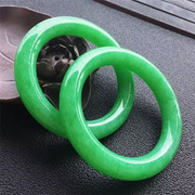 缅甸老坑翡翠手镯糯种阳绿玉手镯，满绿色(满绿色，)圆条玉镯子女款玉石手镯