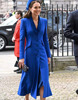 凯特王妃同款蓝色毛呢外套，西装2023秋欧美女名媛，修身显瘦长袖大衣