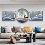 沙发背景墙高端大气轻奢挂画现代简约客厅三联画晶瓷装饰画高级感