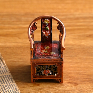 复古书桌椅珠宝盒珐琅，工艺收藏品装饰盒，红古摆件合金首饰盒