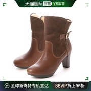 日本直邮KISCO 羊皮革 x 麂皮 2WAY 材料衬里孔靴棕色短靴