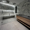 日式浴室柜定制岩板一体双盆组合原实木洗手脸池卫生间简约洗漱台