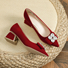 婚鞋粗跟不累脚高级感红色新娘，鞋孕妇水钻高跟鞋大码41-43女鞋潮