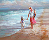 印花 DMC纯棉绣线十字绣 人物 世界名画 油画 傍晚的海滩散步