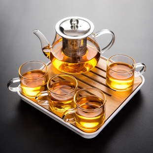 茶壶泡茶玻璃茶具套装家用功夫茶具过滤不锈钢泡花茶壶茶杯泡茶壶