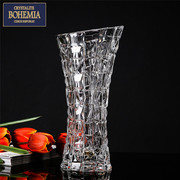 捷克进口波西米亚水晶玻璃透明花瓶帕翠刻花，简约摆设台面装饰