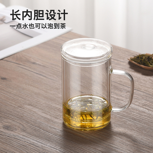 小北家直觉泡茶杯高硼硅耐热玻璃茶水分离透明中式绿茶杯可加热
