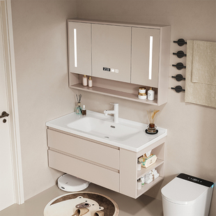 现代简约小户型陶瓷一体盆，浴室柜侧边马桶柜洗脸盆，柜洗漱台洗手台