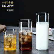 高硼硅耐热玻璃杯ins透明花，茶杯啤酒威士忌牛奶，果汁杯四方水杯子