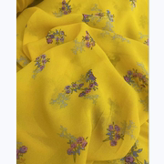 进口清新黄色小花乔琪雪纺，布料汉服印花服装，面料裙子夏凉感布料