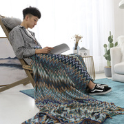 波西米亚印第安针织毯装饰毯民族风沙发搭毯样板房新居装修搭配