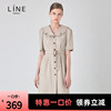 line韩国女装，夏季长款显瘦气质职业ol连衣裙，女短袖awople0100