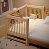 定制高低可调榉儿童床，拼接床大床带护栏床边加宽宝宝婴儿实木小床