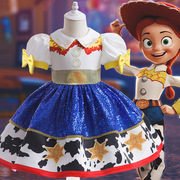 女童玩具总动员cosplay翠丝连衣裙，儿童翻领拼接色表演礼服生日裙
