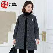 韩国中老年女装毛呢外套冬季宽松妈妈装时尚气质上衣OUZ5078