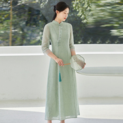 民族风中式复古旗袍改良版，连衣裙夏季中国风禅意，茶服唐装高端女装