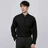 春款男士休闲立领长袖衬衫加肥加大码 商务设计感黑色衬衫高级感