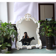 欧式镜框立体雕花复古理发店，镜子美容美发镜白色，发廊镜台壁挂