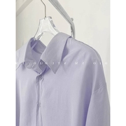 夏季薄款紫色雪纺衬衫女设计感小众韩版衬衣宽松开衫外套防晒上衣
