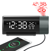 家用投影钟闹钟USB充电电子钟双闹钟时钟时间温度投影