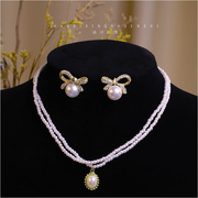 复古法式珍珠宫廷风结婚礼服项链，优雅韩式吊坠，锁唯美优雅骨链