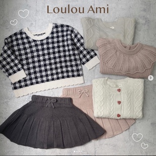 日本订单 LOULOU Ami 女童秋冬季开衫套头毛衣可爱淑女百搭