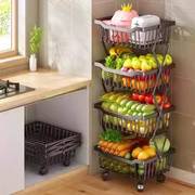厨房可折叠水果蔬菜置物架果蔬收纳架落地可移动多层放菜架免安装