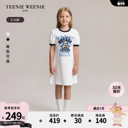 TeenieWeenie Kids小熊童装24年夏季女童花苞袖圆领连衣裙