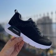 鹭威运动鞋2022秋季网布鞋平底舒适工作鞋全黑色特大号男鞋女