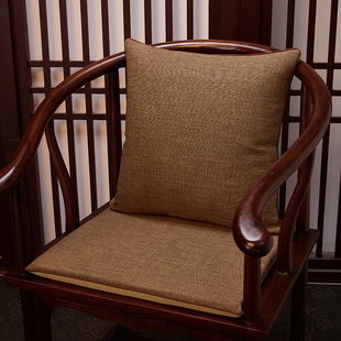 亚麻坐垫中式圈椅太师椅茶桌椅座垫，实木餐椅垫凳子垫餐桌椅子垫子