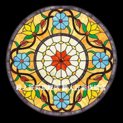 艺术彩色玻璃镶嵌教堂圆形装饰门窗吊顶隔断彩绘，蒂凡尼挂件