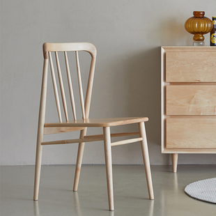 山念木作原创实木餐椅，樱桃木北欧现代简约原木椅子2把起售不单卖