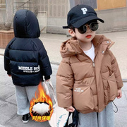 童装男童棉服冬季2023中小童外套儿童加厚连帽外穿棉袄韩版潮
