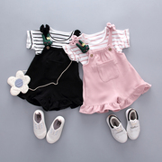 2023女宝宝夏装韩版两件套小童衣服短袖套装0-1-3岁2洋气童装
