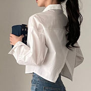 韩版气质Polo领防晒衬衫女夏季法式薄款外穿短款别致小衫上衣