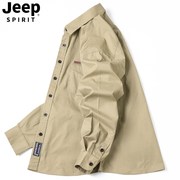jeep吉普美式工装长袖衬衫，男士外套春秋季休闲2023全纯棉衬衣