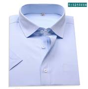 白底蓝条纹男短袖衬衫，加肥加大码商务正装，银行工作服衬衣半袖