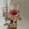 小众ins法式浮雕高脚杯，复古香槟杯高颜值家用女红酒杯玻璃水杯子