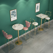 北欧简约吧台桌椅网红奶茶店，甜品咖啡厅酒吧，高脚桌小圆桌高脚凳子