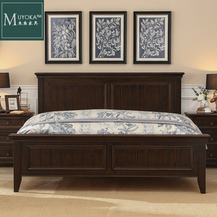 网红美式乡村纯实木双人床1.8米1.5米实木床高品质卧室家具组合