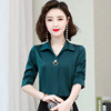雪纺衬衫女短袖2024韩版洋气五分袖时尚气质，职业装ol通勤上衣